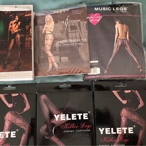 Six pairs of fashion pantyhose. NIB Black